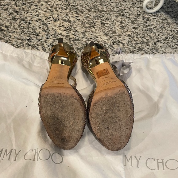 Jimmy Choo Multi-Color Glitter T-Strap  Heels - Picture 4 of 5